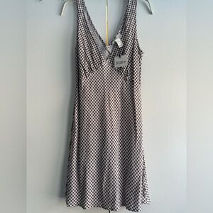 Women's Brown and White Gingham mini dress